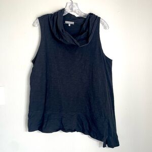 Habitat Black Sleeveless Cowl Neck Asymmetrical Hem Cotton Tunic Top